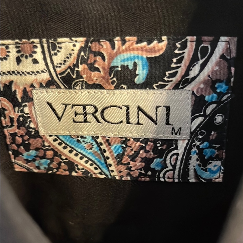 Vercini Men's Black Button Down Dress Shirt Medium View 2